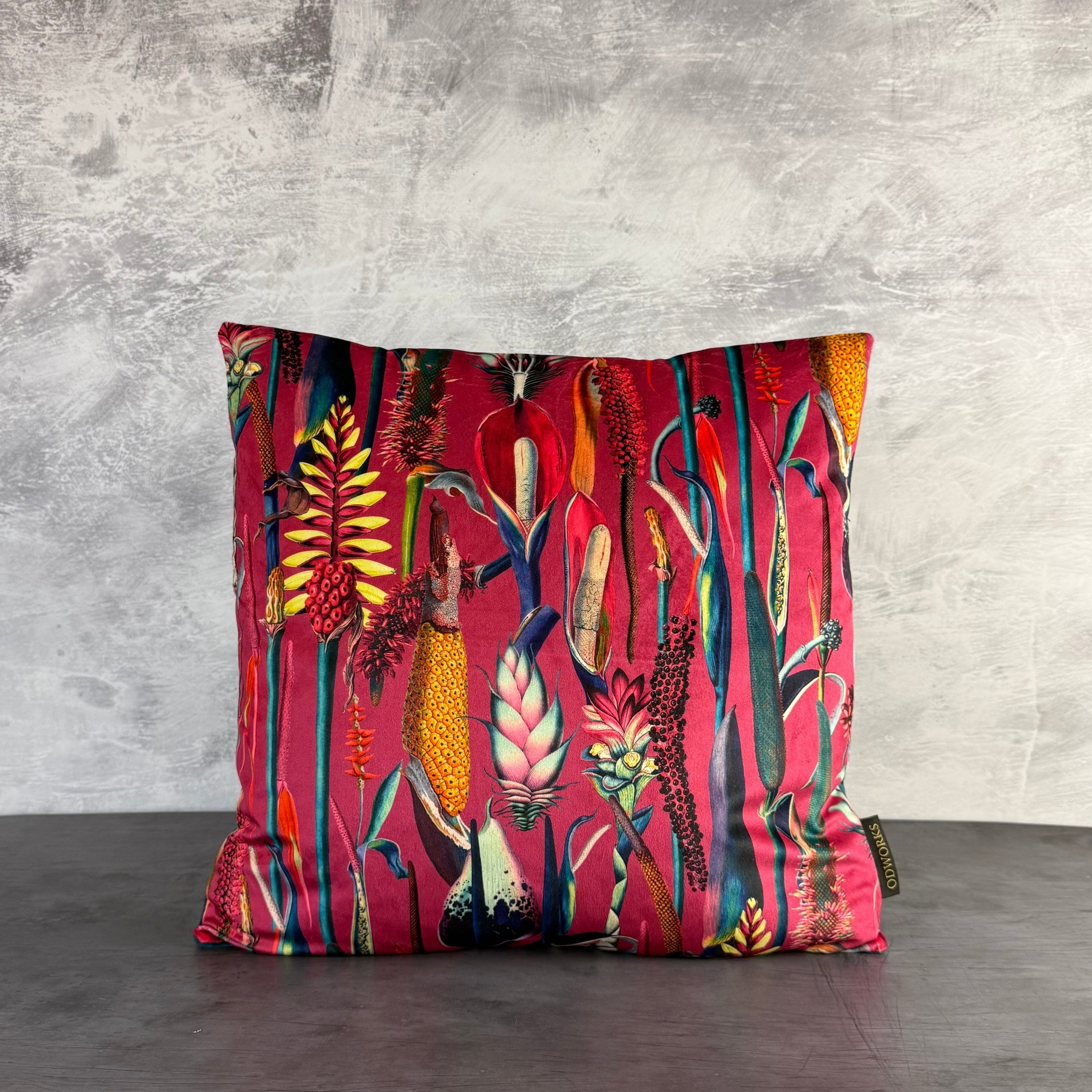 Botanical Lily | Pink & Teal Velvet | Cushion