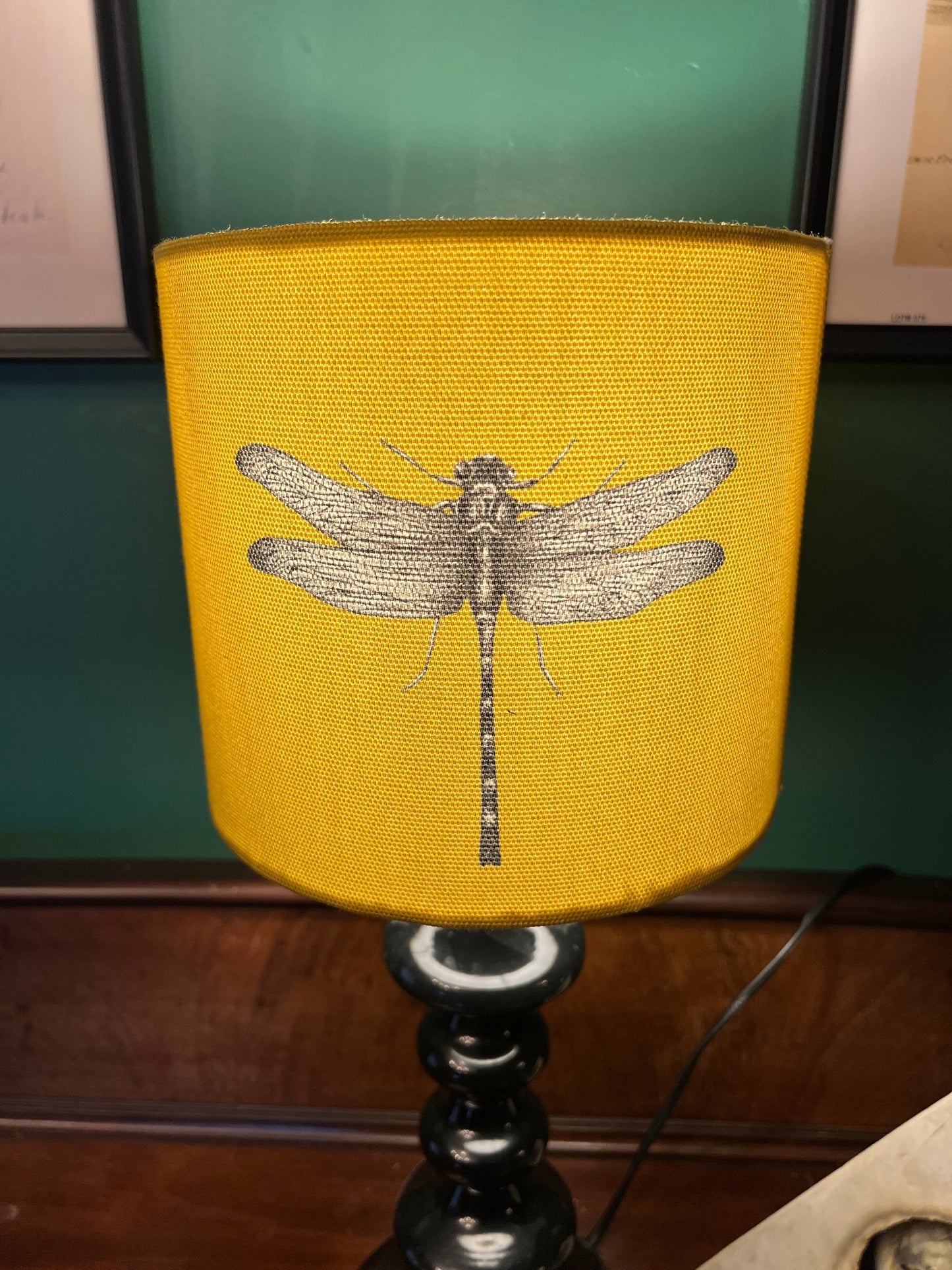 Bright yellow dragonfly lampshade