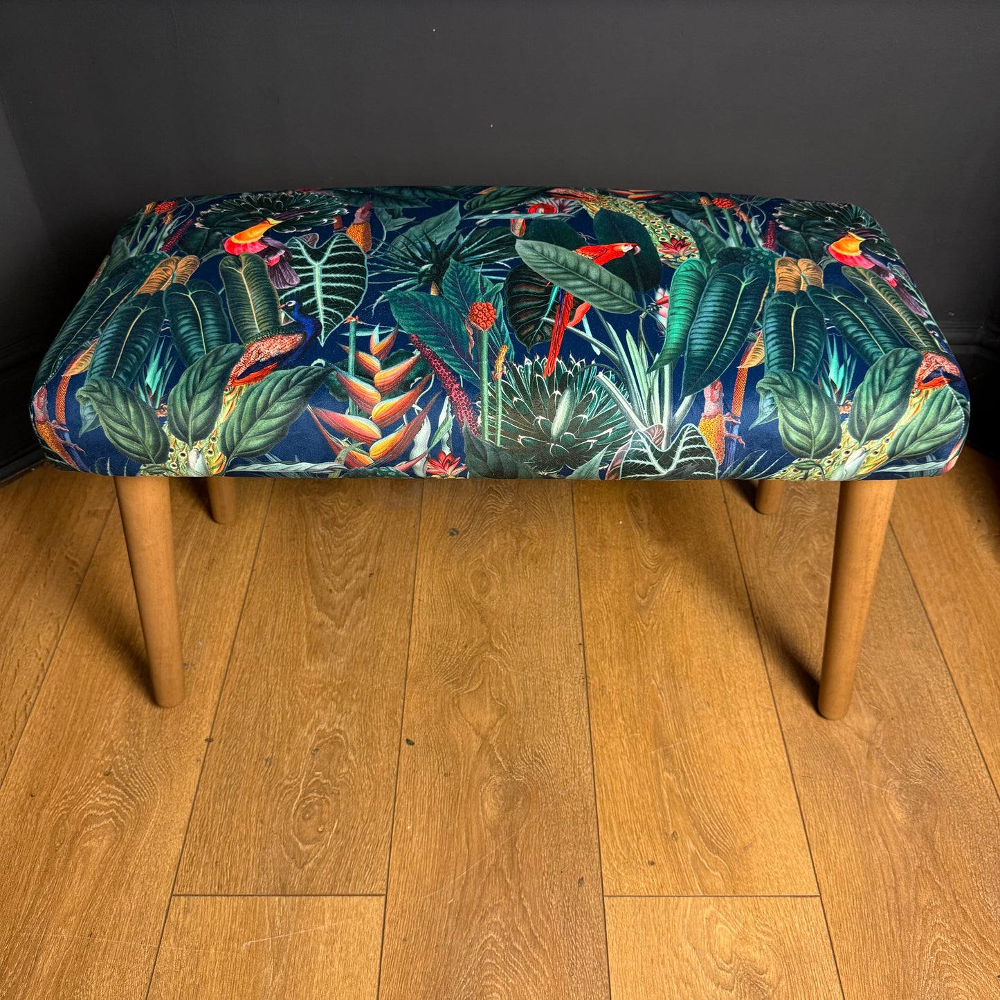 Rainforest navy velvet bench seat / shoe seat / boot room bench