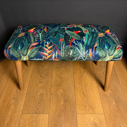 Rainforest navy velvet bench seat / shoe seat / boot room bench