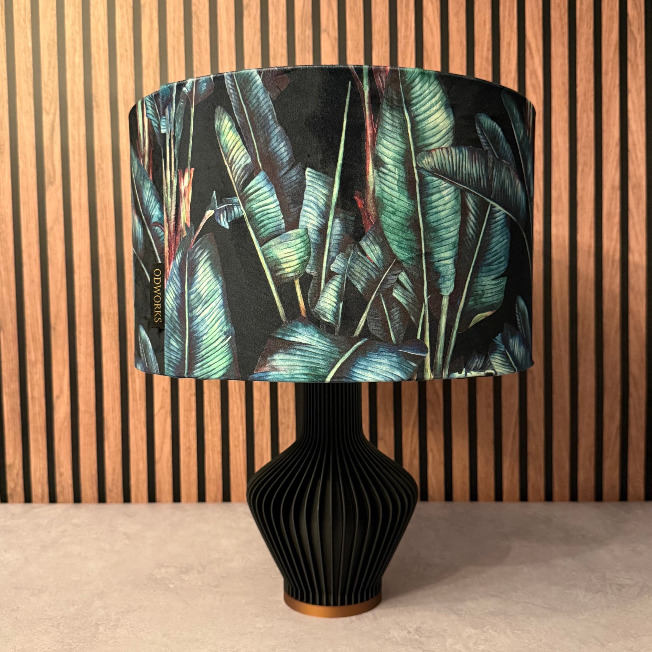 Palm Leaf | Black & Teal Velvet | Lampshade