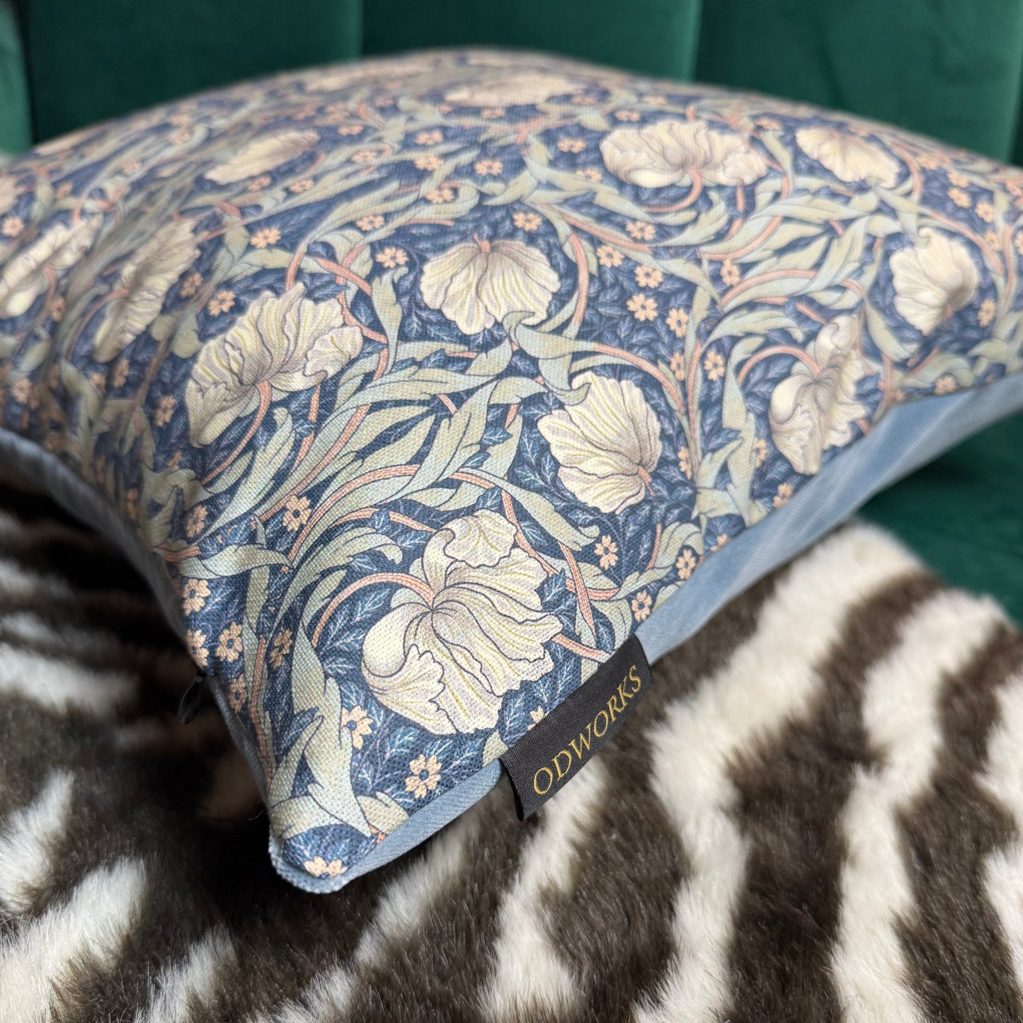William Morris  Pimpernel luxury feather cushion in navy