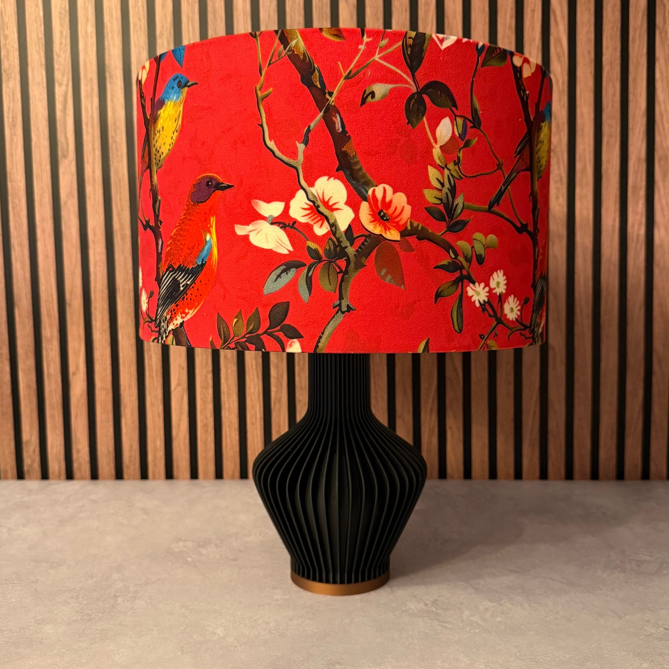 Perching Birds | Pink  & Teal Velvet | Lampshade