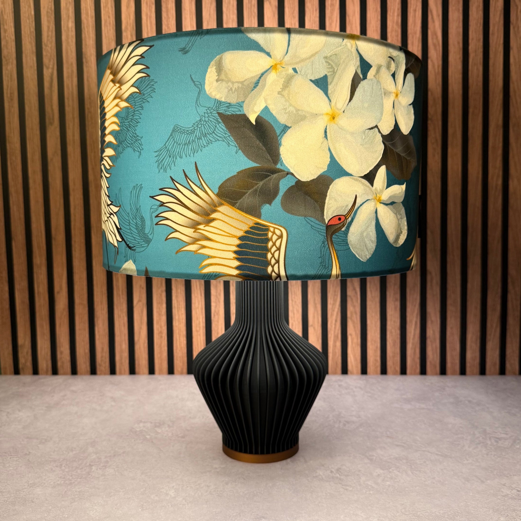 Japanese Cranes | Teal & Grey | Lampshade