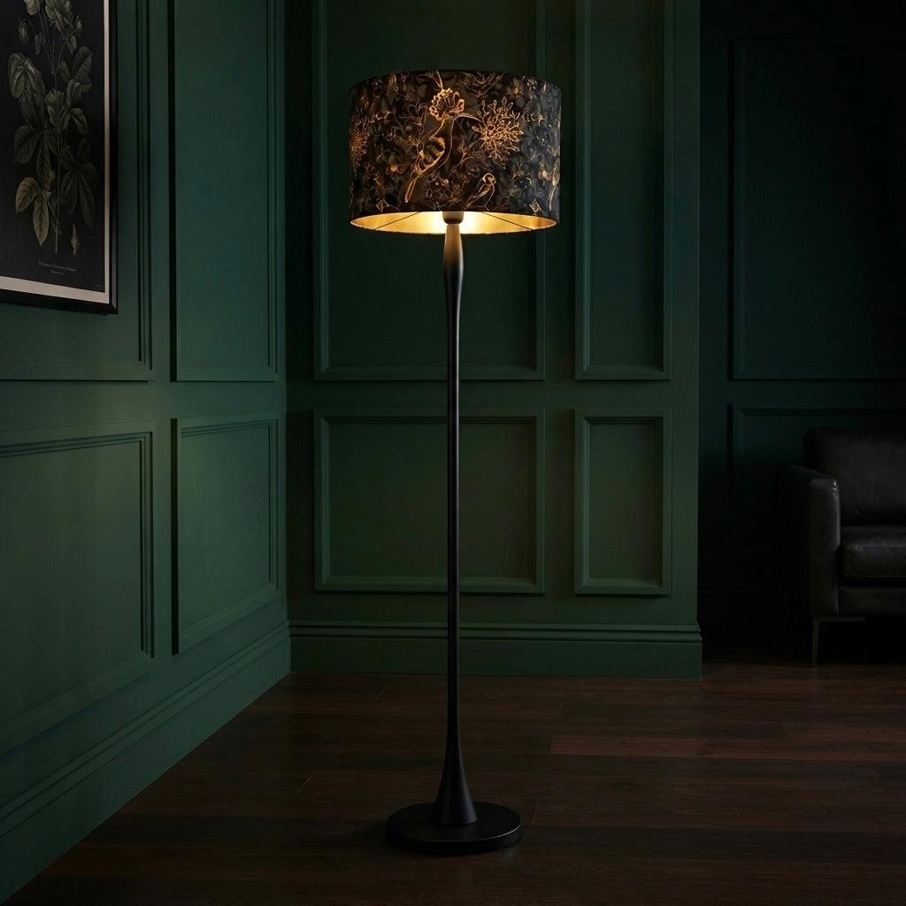 Rustic Birds | Black & Copper Velvet | Lampshade