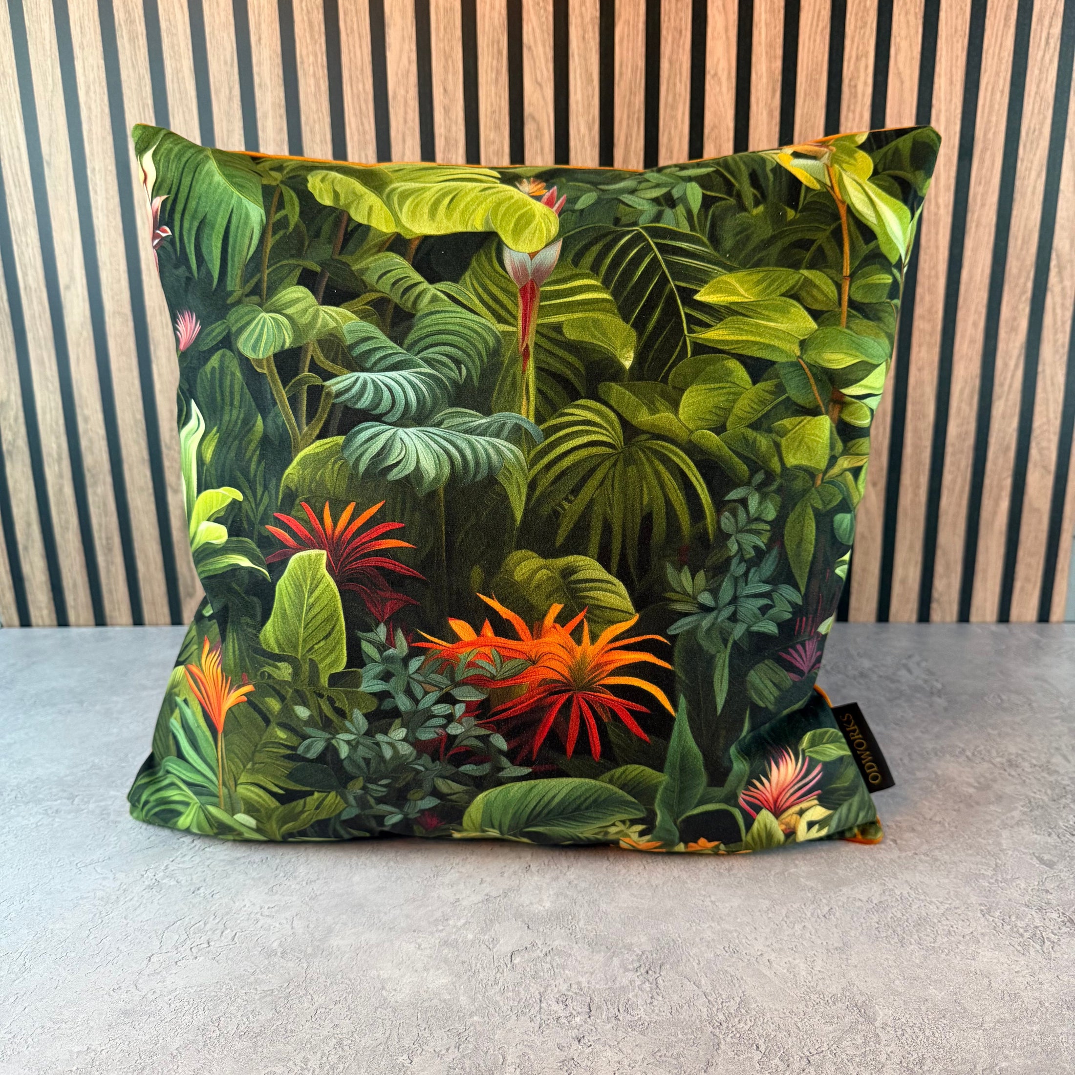 Lush Leaf | Green & Orange Velvet | Cushion