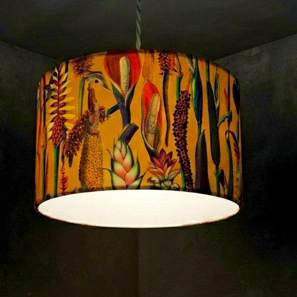 Botanical Lily | Mustard & Pink Velvet | Pendant Lampshade