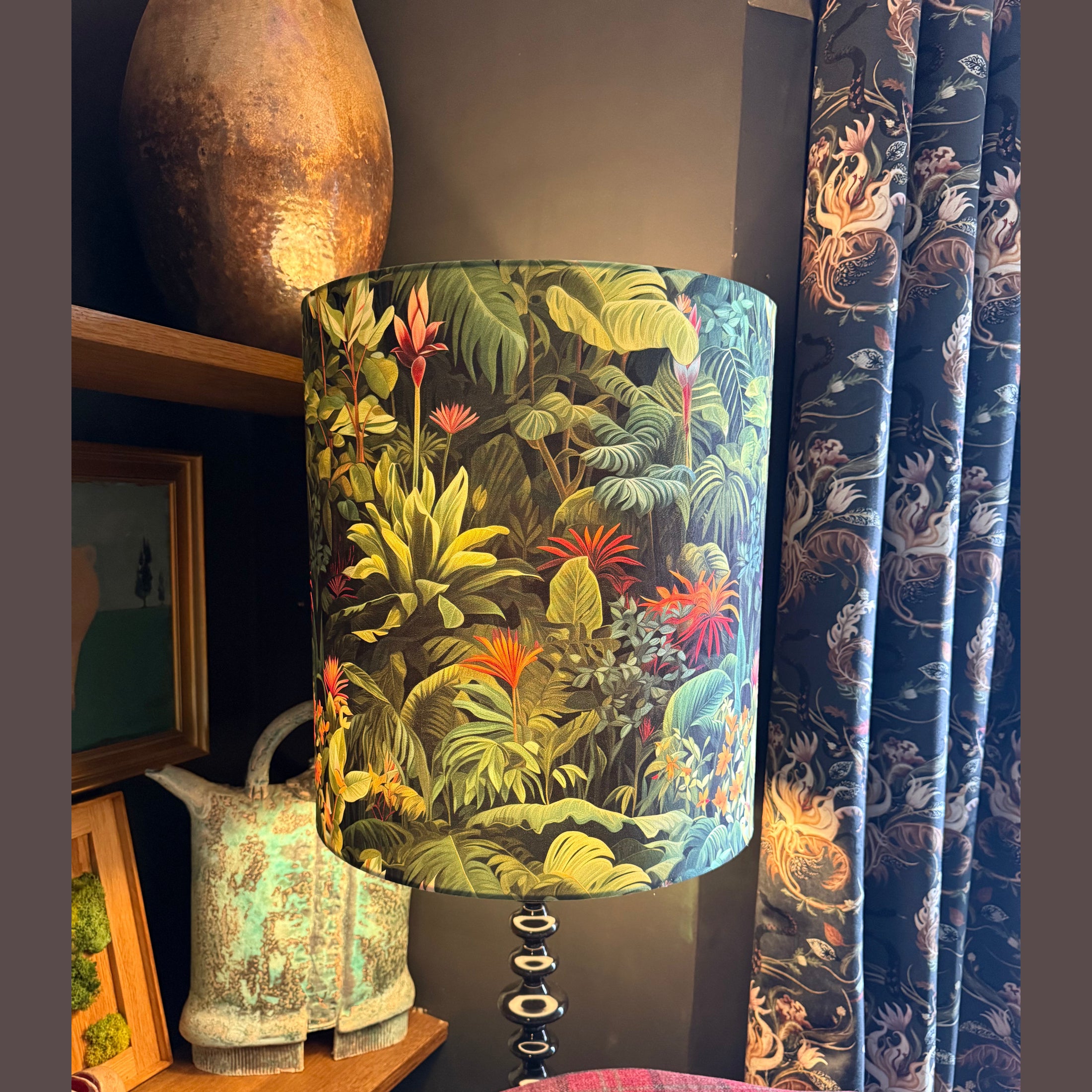 Lush Leaf | Green & Orange Velvet | XL Lampshade