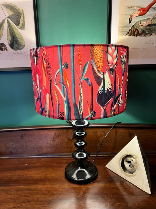 Hot Pink botanical lily velvet lampshade