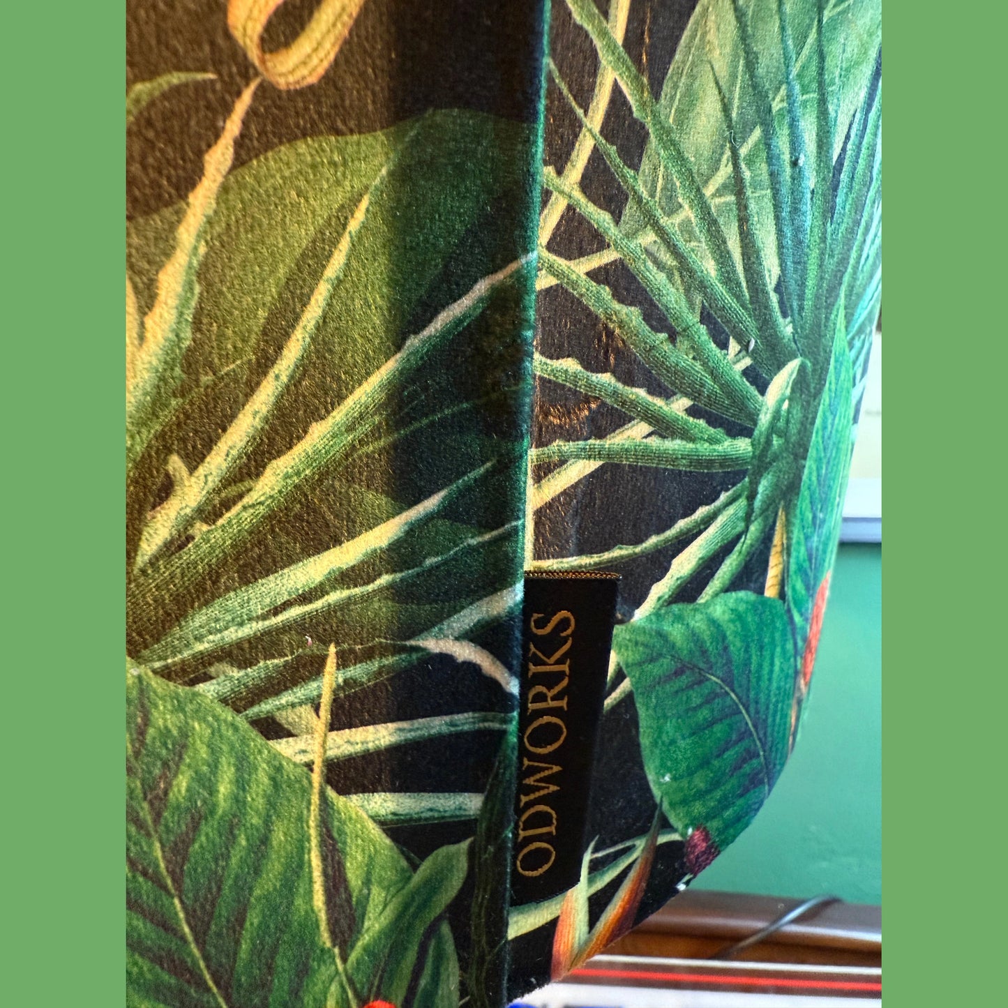 Rainforest black velvet lampshade parrot toucan palm peacock jungle
