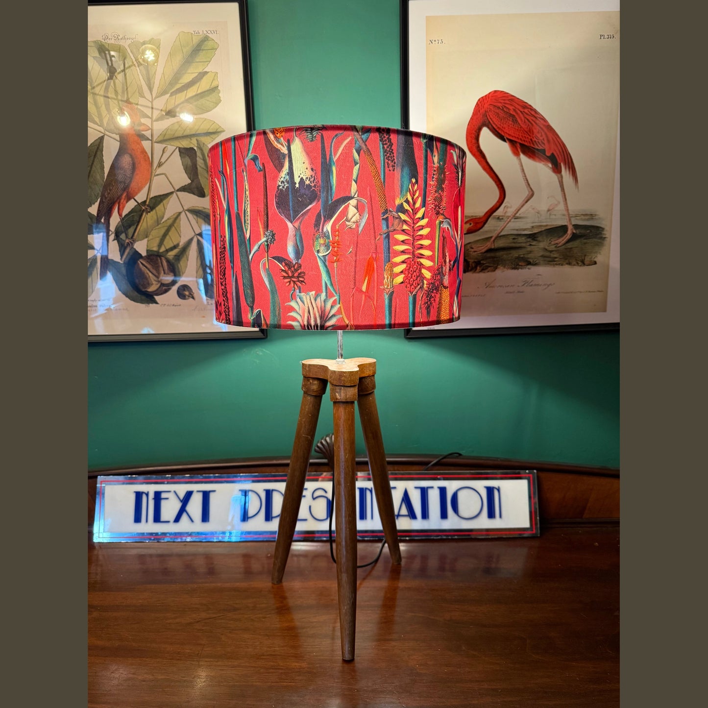 Hot Pink botanical lily velvet lampshade