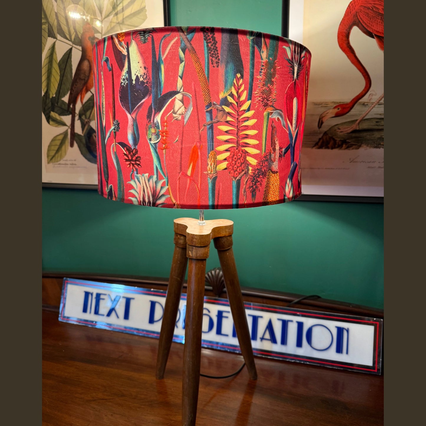 Hot Pink botanical lily velvet lampshade