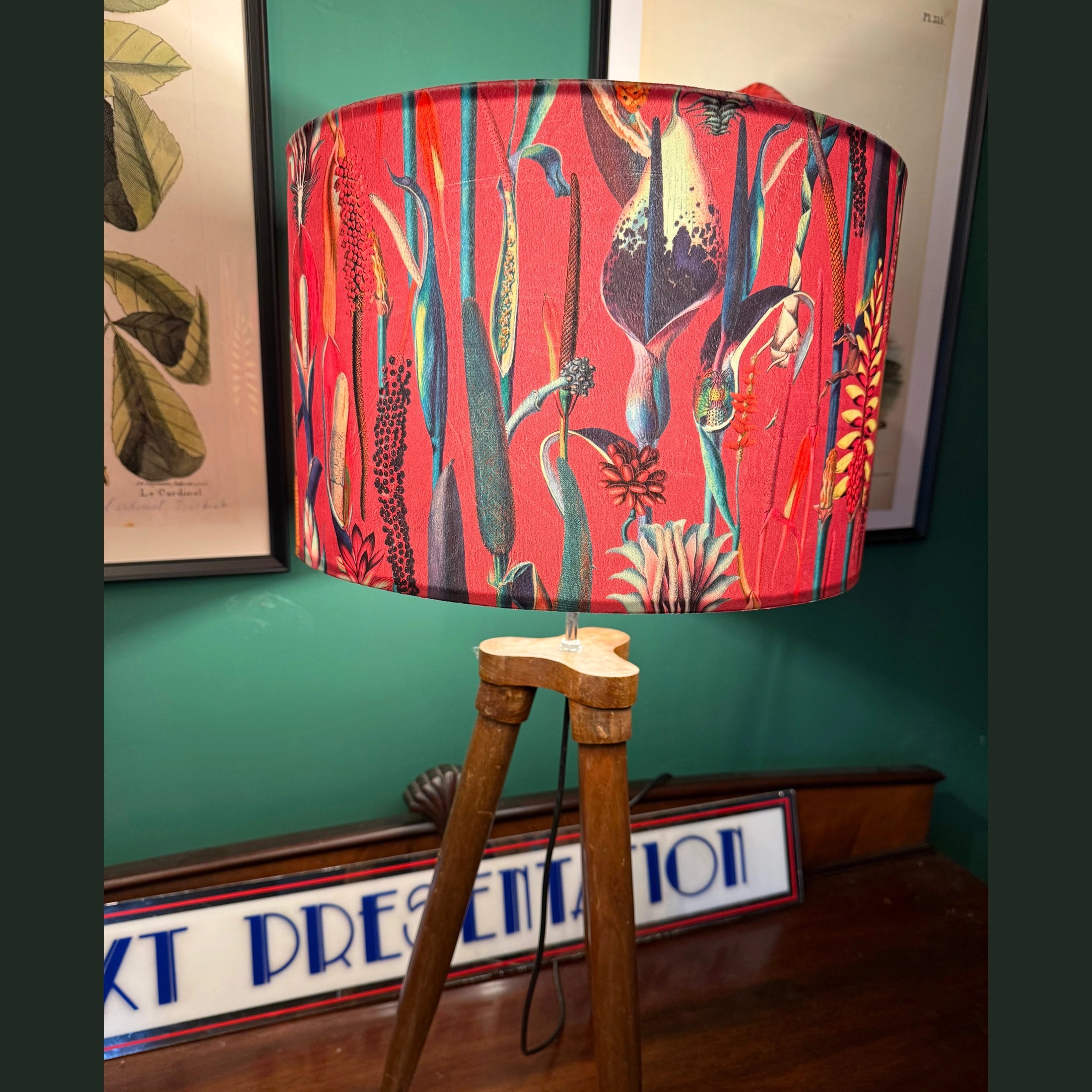 Botanical Lily | Pink & Teal Velvet | Lampshade