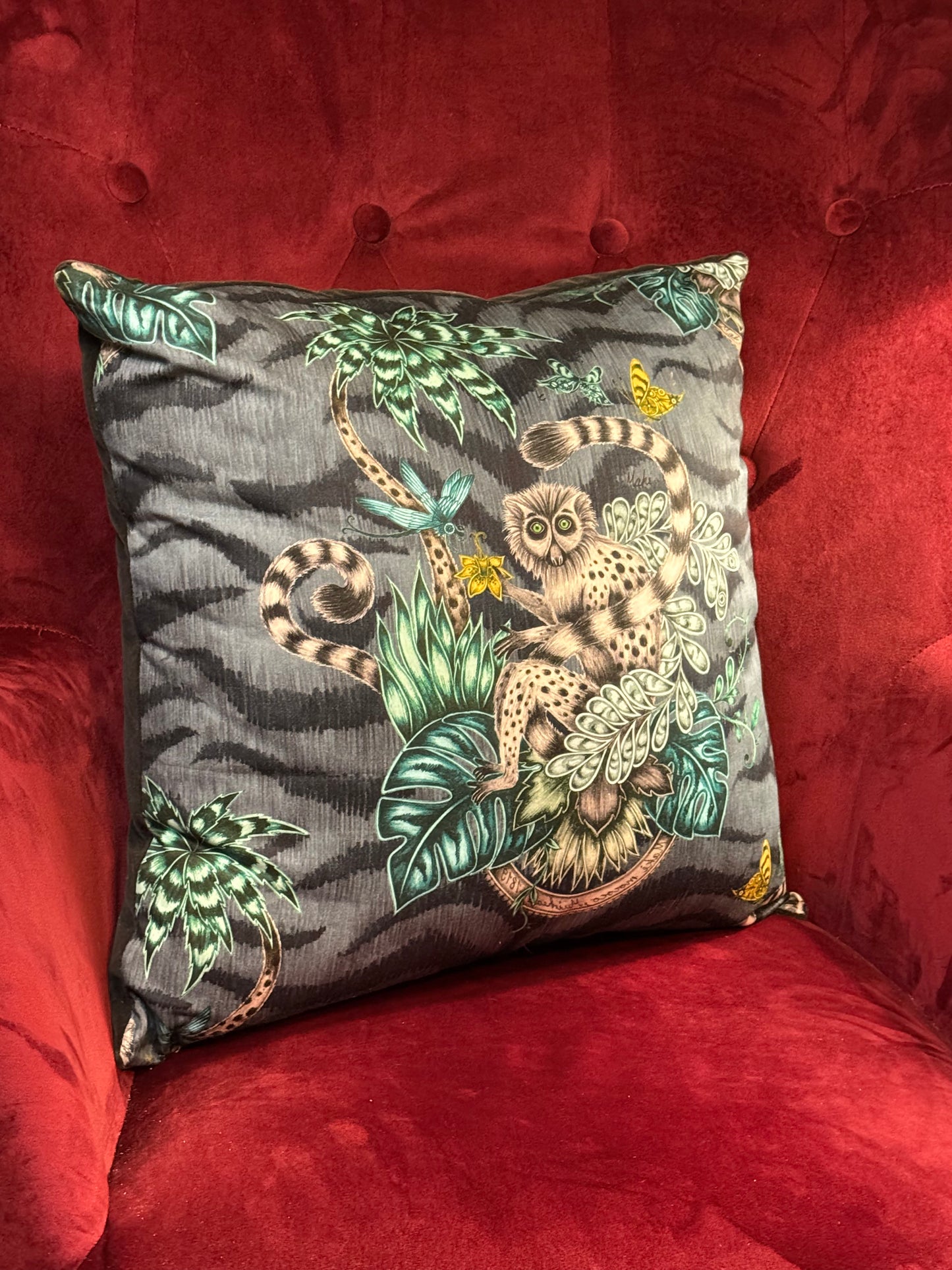 Emma J Shipley Lamur  navy cushion