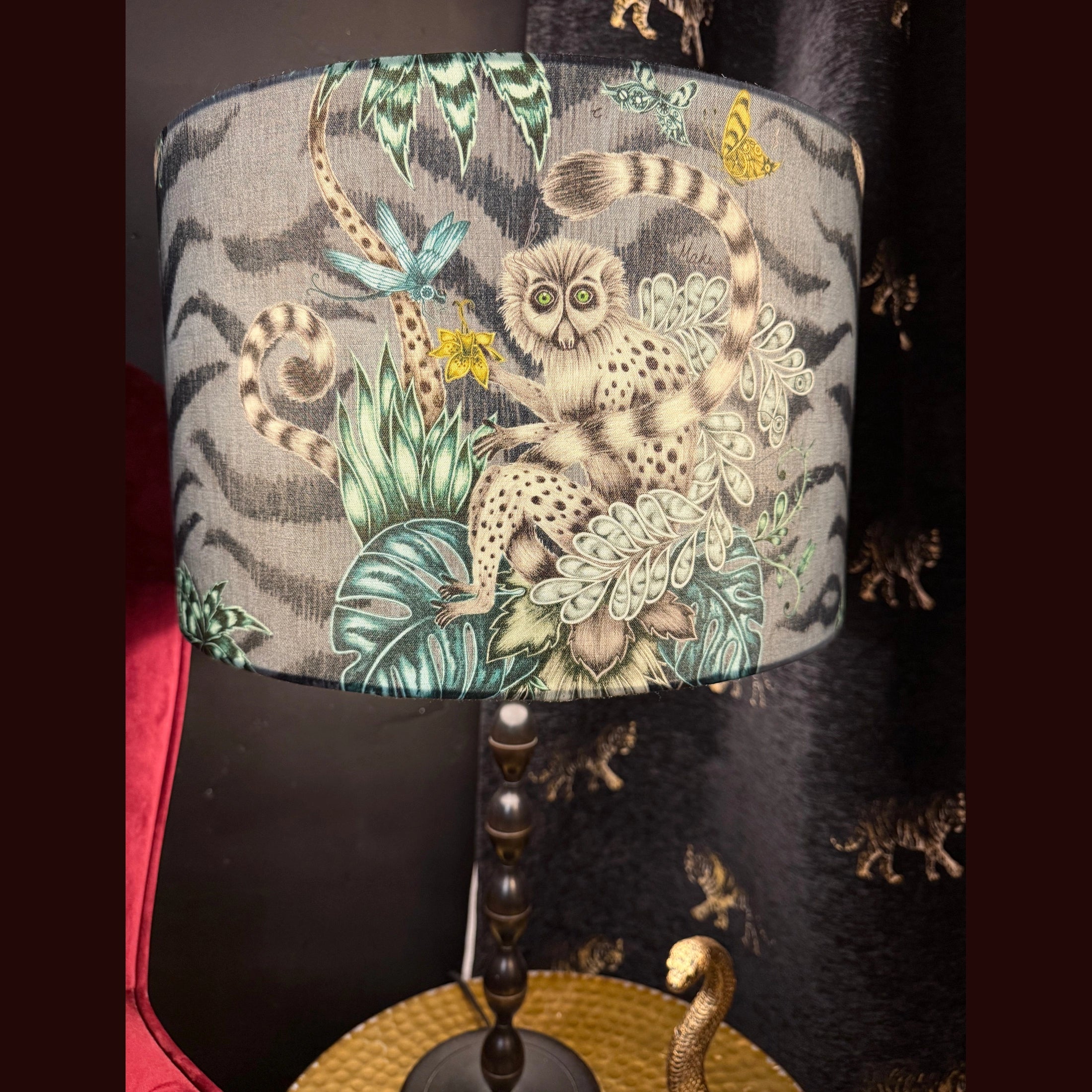 Lemur | Blue & Grey | Emma J Shipley | Lampshade
